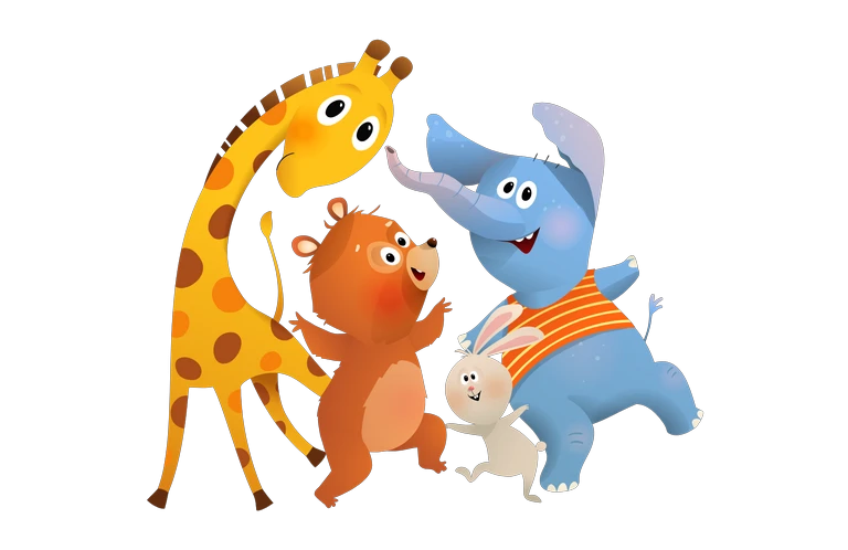 Animowane, uśmiechnięte zwierzęta